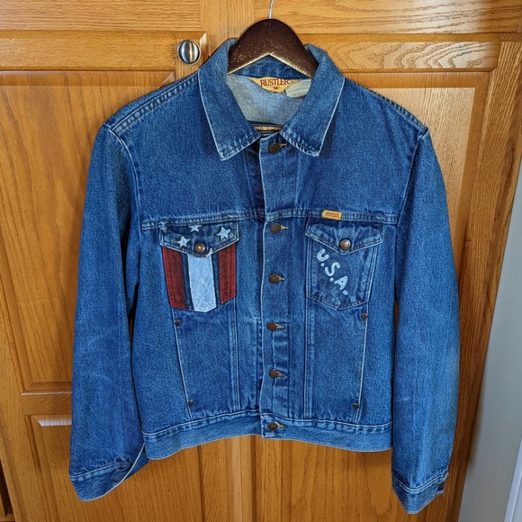 Rustler Jackets & Coats Vintage Rustler Usa American Flag Denim
